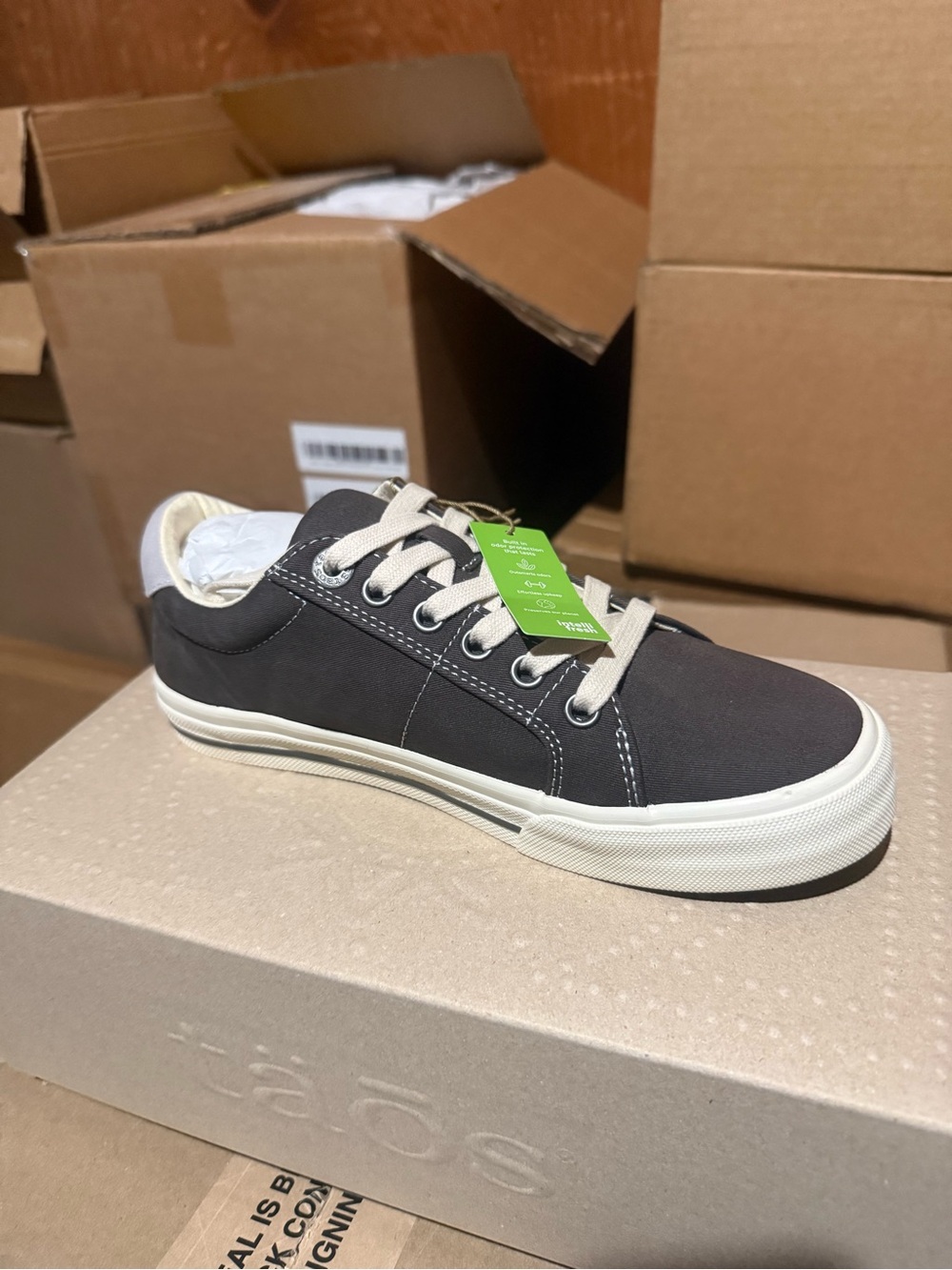 NWT Taos Z soul Women’s Leather Sneaker Graphite / Light Grey Distressed Size 6